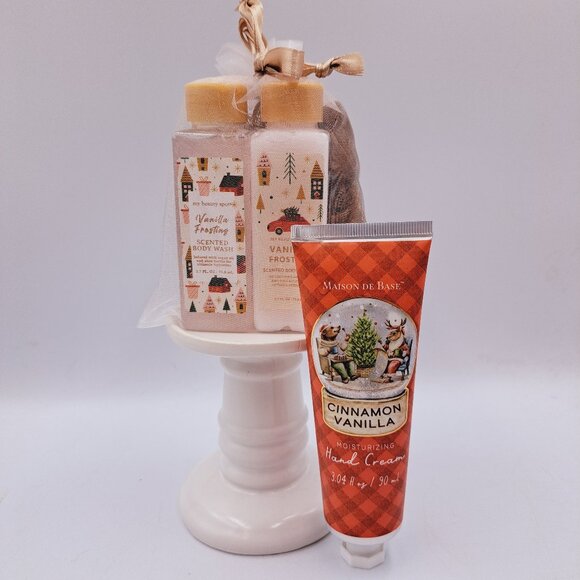 Bath & Body Holiday Vanilla Body Wash, Body Lotion & Cinnamon Vanilla Hand Cream - Picture 1 of 7